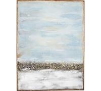 KARE Design Horizonte, Gris y Oro, Lienzo, Mural, Marco de Madera Maciza, Pintura acrílica, Pintado a Mano, Abstracto, Moderno, Dormitorio, Pasillo, 120 x 90 cm (AxA), Marrón, 120x90cm