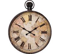 Kare Design Reloj de Pared European Map, diseño Vintage Antiguo, Grande, Inusual decoración XXL con números Romanos y Mapa del Mundo, Pila no incluida, 96 x 77 x 8 cm (A/A/F)