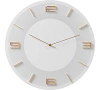 Kare Design Reloj de Pared Leonardo, Blanco-Dorado, 49 cm diámetro, Grande, Moderno, Analógico, Decoración salón, oficina en casa, Pilas no incluidas, 49 x 49 x 5 cm (A/A/F)