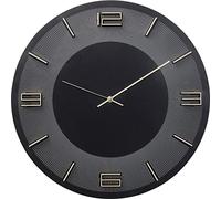 Kare Design Reloj de Pared Leonardo, Negro-Dorado, 49 cm diámetro, Grande, Moderno, Analógico, Decoración para salón, Pilas no incluidas, 49 x 49 x5 cm (A/A/F)