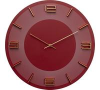 Kare Design Reloj de Pared Moderno Leonardo, Rojo/Oro, 49 cm de diámetro, Rojo Vino, Reloj analógico con diseño de líneas, Funciona con Pilas, para salón, Cocina, Dormitorio y Oficina