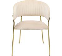 Kare Design Silla con reposabrazos en terciopelo crema y acero dorado
