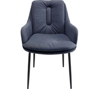 Kare Design Silla con reposabrazos gris oscuro y patas de acero negro