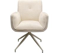 Kare Design Silla giratoria Hilla, Blanco, 49 cm de Altura del Asiento, Silla de Comedor, Silla tapizada, con reposabrazos, rotación de 180 Grados, salón, 86 x 63 x 64 cm (Alto x Ancho x Profundidad)