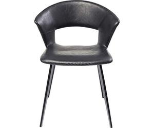 Kare Design Silla Reunion Negra, estilo retro, altura del asiento 46cm, silla tapizada, para mesa de comedor o despacho en casa, 77x57x52 cm (A/A/P)