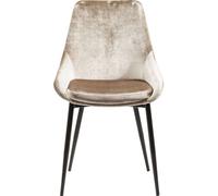 Kare Design Silla East Side Pearl, beige, silla de comedor, aspecto de terciopelo, patas de acero, moderna, salón, comedor, 95x52x63 cm