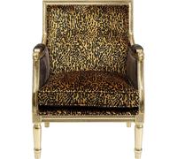 Kare Design Sillón con estampado de leopardo en tela y acero dorad