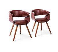 Kare Design Sillón Monaco Nougat, marrón, Respaldo, Tejido de Fibra de Cuero, Madera de Haya, diseño Retro, 47x58x72 cm (A/A/P)