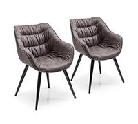 Kare Design Sillón Thelma Set de 2, cómodo sillón tapizado con reposabrazos, Gris-Negro, Estilo Retro, Comedor, 82x65x60cm (A/A/P)