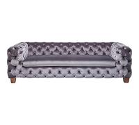 KARE Design Sofá Desire Gris Plata, 3 Plazas, Amplio Lounge de Suave Tejido de Terciopelo, Elegante con Efecto Vintage, 68x245x100cm (A/A/F)