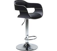 Kare Design Taburete de Bar Costa, Negro, Taburete de mostrador, Aspecto de Cuero, Altura Regulable, Moderno, 105x49x47cm