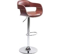 Kare Design taburete de bar Monaco, marrón, taburete de bar, aspecto de cuero, base de acero, regulable en altura, 106x48x48 cm (h/w/d)