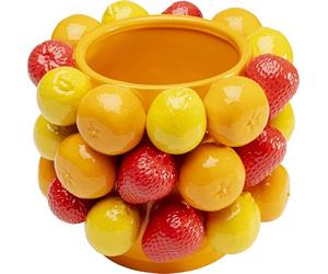 Kare Design Vase Fruit Parade, Amarillo/Rojo, Porcelánico, Motivo Frutas, Accesorios, Jarrón Decorativo, Sala de Estar, para Flores, Jarrón de Mesa, Altura 20cm