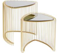 Kare Design Wire Triangle, Oro, (2/Set), mesas auxiliares, diseño Triangular, Ideales para salón, Dormitorio, recibidor, versátiles, Listas para Usar, D40 cm, 45x40x40 cm (H/B/T)