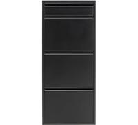 Kare Design Zapatero Caruso, Negro, Acero, con 4 Compartimentos, Zapatero Estrecho, Alto, Organizador de Calzado, Recibidor, Pasillo, 114,5x50x15 cm