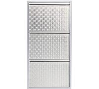 Kare Design Zapatero Caruso plata con 3 compartimentos, zapatero con espacio para guardar hasta 6 pares de zapatos, dos agujeros para montaje en pared, 103 x 50 x 14 cm