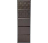 Kare Design Zapatero Caruso plata con 5 compartimentos, zapatero con espacio de almacenamiento para hasta 10 pares de zapatos, dos agujeros para montaje en pared, 170 x 50 x 15 cm