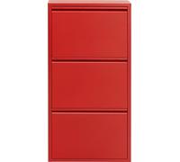 Kare Design Zapatero Caruso, Rojo, Acero, con 3 Compartimentos, Zapatero Estrecho, Alto, Organizador de Calzado, Recibidor, Pasillo, 104x50x15 cm