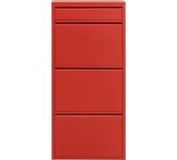 Kare Design Zapatero Caruso, Rojo, Acero, con 4 Compartimentos, Zapatero Estrecho, Alto, Organizador de Calzado, Recibidor, Pasillo, 114,5x50x15 cm