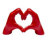 KARE Diseño Decorativo Objeto Corazón Manos Rojo, Hecho a Mano Cada Pieza Única Accesorio Salón Decoración Estantes o Aparadores Escultura 12x20x8cm (Alto x Ancho x Profundo)
