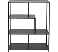 Kare Estantería de diseño Loftie, Color Negro, Consola, estantería Abierta, Estante, Estructura de Acero, salón, Dormitorio, Pasillo, 100 x 77 x 30 cm (H-B-T)