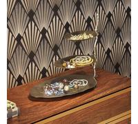 Kare Design Bandeja Deco Leaf Plateado, tres compartimentos de almacenamiento, aspecto de hoja, soporte para joyas, bandeja para joyas, accesorio, decoración, almacenamiento,46x32x45cm