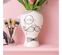 Kare Jarrón de diseño Favola Men, Negro/Blanco, florero, Decorativo, Recipiente para Flores, jarrón de Mesa, 30 cm