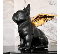 KARE figura decorativa Ángel Perro Sentado, negro/oro, gres True