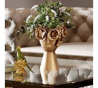 KARE Florero decorativo Flowercrown, altura 30 cm, Ø 20 cm, dorado