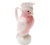 Kare Jarra de diseño, diseño de pájaro exótico, color blanco y rosa, pintada a mano, diseño de animales, exótica, jarrón decorativo, cerámica dolomita esmaltada, 30 x 17 x 11,5 cm (alto x ancho x