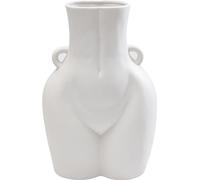 Kare Jarrón de diseño Donna, Color Blanco, cerámica esmaltada, único, Pintado a Mano, Accesorio, jarrón Decorativo, Recipiente para jarrones, 40 cm