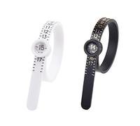 Kare & Kind 2X Medidores de Anillos - Talla US 1-17 - Mida con Precisión el Tamaño de los Dedos - Impresión Clara Reutilizable con Lupa - Joyería, Anillo - (Negro/Blanco)