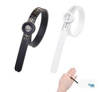 Kare & Kind 2X Medidores de Anillos - Talla US 1-17 y Talla UK A-Z Mida con Precisión el Tamaño de los Dedos - Impresión Clara Reutilizable con Lupa - Joyería, Anillo - (Negro/Blanco)