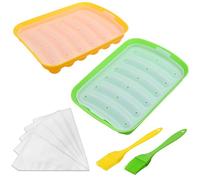 Kare & Kind 2x Moldes de Salchicha de Silicona - Embutidora Flexible y Antideslizante - Contenedor de Cocinado y Vaporizado de 6 Cavidades - Salchichas Hechas en Casa