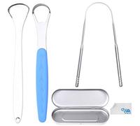 Kare & Kind 3x Raspadores de Lengua - Limpiadores de Acero Inoxidable con un Estuche Liviano - para el Hogar y Viajes