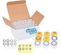 Kare & Kind 48 paquetes de tarros vacíos naturales para bálsamo labial, recipientes de cosméticos, con tapas transparentes de rosca, 5 gramos, incluye calcomanías de bálsamo labial (48 tarros + 96
