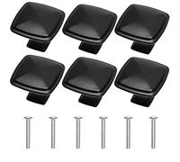 Kare & Kind 6x Pomos Cuadrados para Gabinetes - Negro Mate - Tiradores para Gavetas de Cocina, Armarios, Vestidores - Perillas de Aspecto Clásico - Hardware para DIY, Mejoras para el Hogar