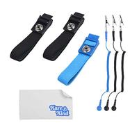 Kare & Kind Muñequeras Antiestática (Paquete de 3) - Reutilizables - Equipadas con Cable a Tierra y Pinza de Cocodrilo - Correas Ajustables, Cable Extensible Extra Largo - para la Reparación