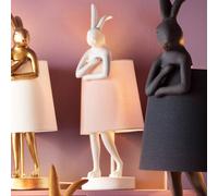 KARE Lámpara de mesa Animal Rabbit, blanco/rosa, altura 50 cm
