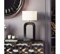 Kare Lámpara de mesa Tube, blanco/negro, tejido de lino, altura 79 cm