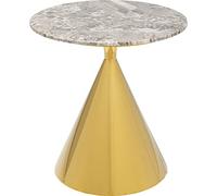Kare Mesa Auxiliar Rita Gold, Acero Inoxidable Mármol sintético, Dorado, 53x50x50 cm