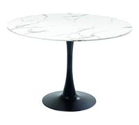 Kare Mesa Schickeria Mármol Blanco Negro, Metal Madera de ingeniería, 74x110x110 cm