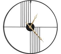 Kare Reloj de Pared con diseño de Cuerdas, Color Negro y Dorado, 60 cm