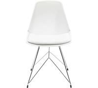 KARE Silla de Comedor Wire de Polipropileno y Cuero Ecológico - Color Blanca - Patas de Acero Cromado - 86x48x50.5cm