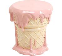 Kare Taburete de diseño Ice Cream, Color Rosa, diámetro de 37 cm, diseño de gofres, Capacidad de Carga de 110 kg, Objeto Decorativo, para salón