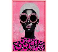 Kare WTD - Cuadro de pared (115 x 75 cm), diseño de seis sixties, color rosa, rectangular, con elementos decorativos, cristal de seguridad, glamour, dormitorio, salón, cristal, 115 x 75 cm (alto x