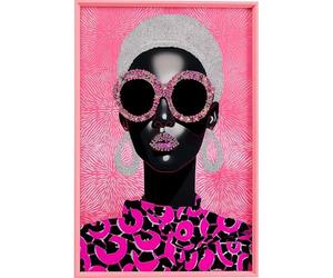 Kare WTD - Cuadro de pared (115 x 75 cm), diseño de seis sixties, color rosa, rectangular, con elementos decorativos, cristal de seguridad, glamour, dormitorio, salón, cristal, 115 x 75 cm (alto x