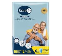 KareIn Pañales prémium para adultos, talla L, cintura de 101-139 cm, estilo cinta, unisex, alta absorción, a prueba de fugas, indicador de humedad, 10 unidades