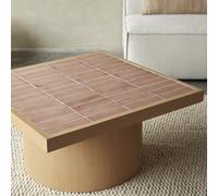 Karel - Mesa de centro de madera de mindi y cerámica H 42 x B 85 x T 83 cm