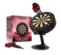 Karella Mini diana Bulli de 15 cm de diámetro con soporte de metal ajustable, juego de 6 minidardos (acero) para casa, escritorio, decoración, regalo